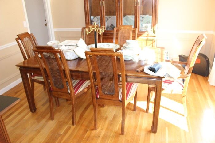 Thomasville dining room set. Cane back chairs. 