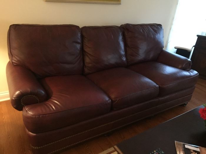 Leather Sofa  down feather -nail head $1,300. **BUY IT NOW PAYPAL** LOT#