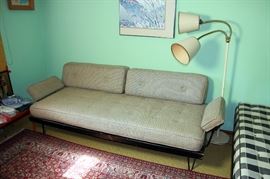 Mid Century Sofa with Wedge Pillows and Adjustable Arm Rests