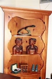 Corner Shelf, Nicely Carved Wooden Busts