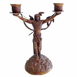 Bronze candelabra entitled "Keeper of the Flame" by Clay Pryerton for Noble Collection