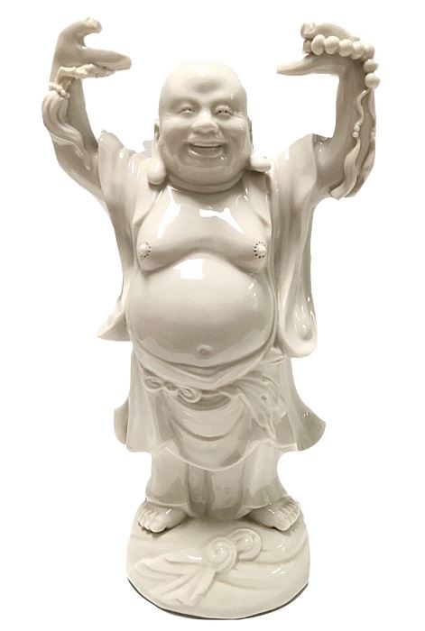 Blanc-de-chine happy Buddha holding pearls of wisdom