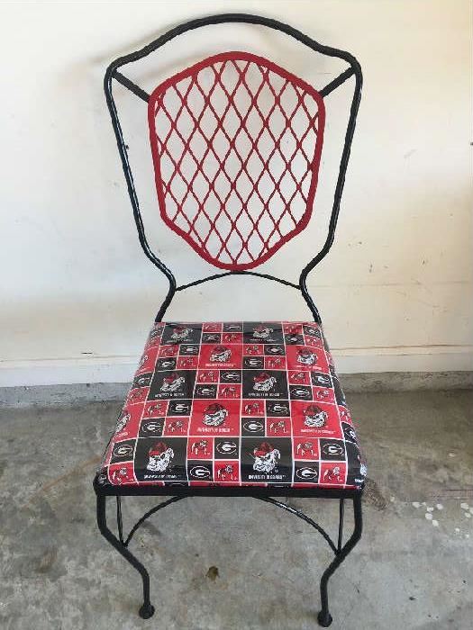UGA Chairs. Made from iron. Heavy duty. Seats covered in heavy plastic.
