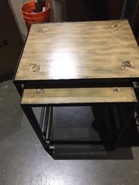 Wood and metal nesting table pair
