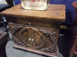 terrific end table or single bedside table - carved detail