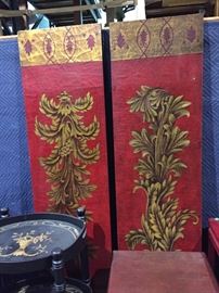  Pair of painted panels - others in different styles and colors available for sale  black tray table also for sale