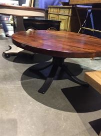round metal and wood coffee table 