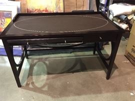 black and gray flip down computer desk