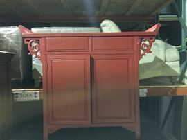 painted Asian server/bar 38"h x 45"w x 16"d - keep it red or pick your own color!