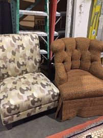another view of the "Camo" chair and the Marge Carson chair