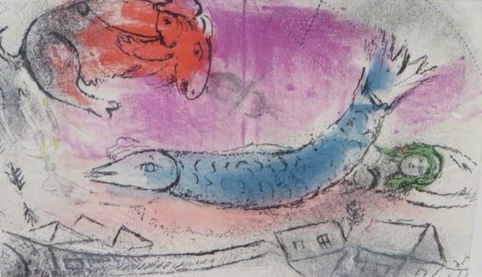 Chagall lithograph "Poisson Blue"
