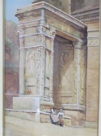 Watercolor, East Gate, Signed Richard H. Burfoot