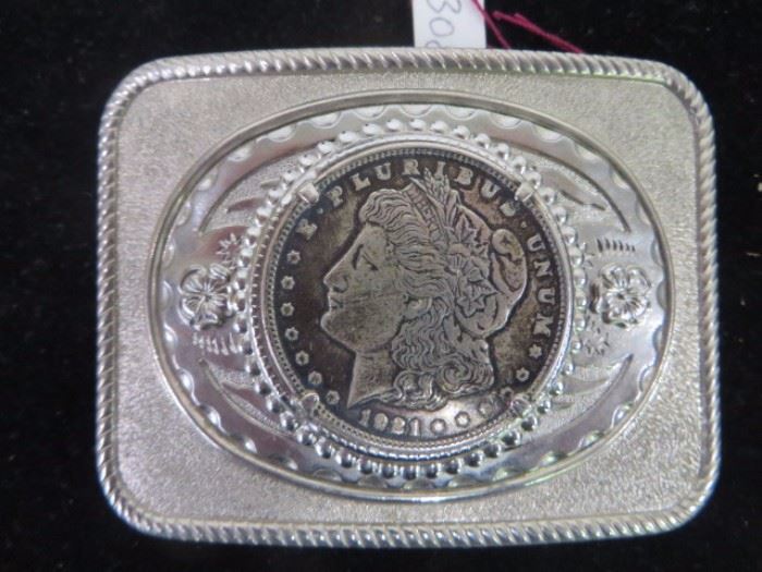Silver Dollar Belt Buckle