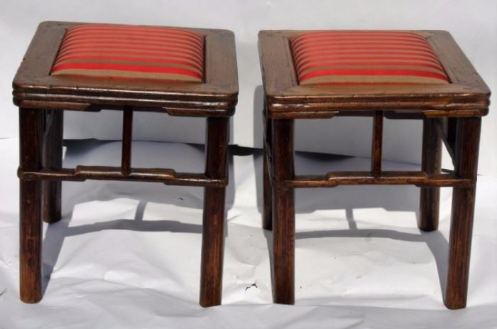 Pr. Oriental seats, probably teakwood