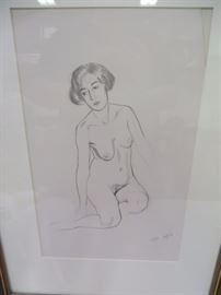 Moses Soyer Pen and Ink. Signed