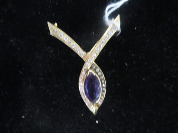 14K gold and amethyst pendant