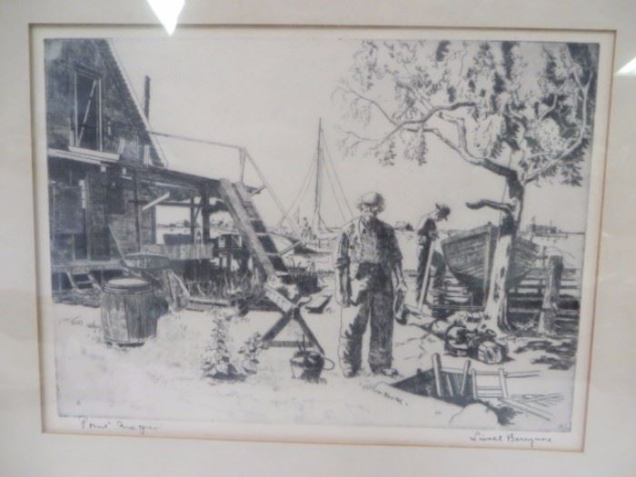 Lionel Barrymore etching, signed