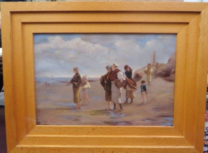 Richard H. Burfoot, Beach Scene with figures, Signed.