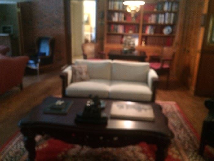 sofa, coffee table area rug