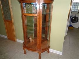 Oak glass front curio