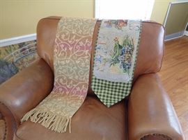 Leather chair  &  table runners