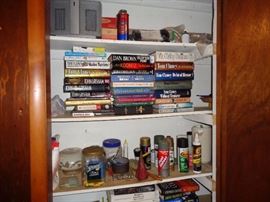 Hardcover books, paint and paint supplies