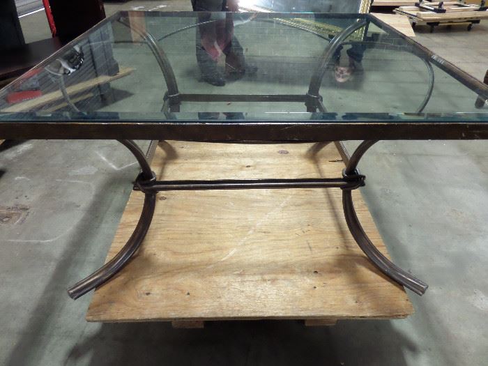 LARGE GLASS TOP COFFEE TABLE