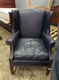 HICKORY CHAIR WING BACK, LEATHER