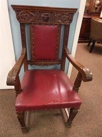OAK ARM CHAIR, CARVED