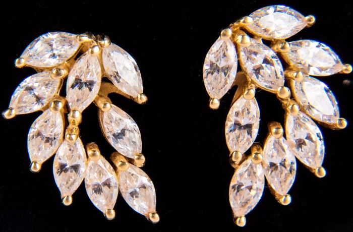Lot 5 - Jewelry 14kt Yellow Gold CZ Cocktail Earrings