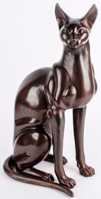 Lot 400 - Art Deco Signed Reisner Large Bronze Cat Sculpture