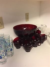 Royal Ruby punch bowl set
