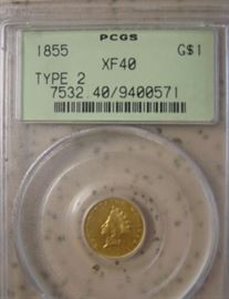 PCGS 1855 Gold Type 2 $1.00 Coin