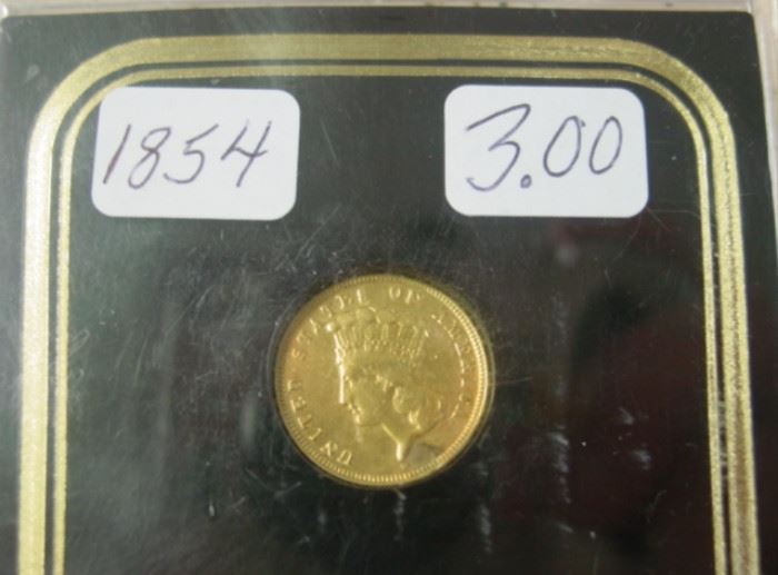 1854 Gold $3.00 Coin