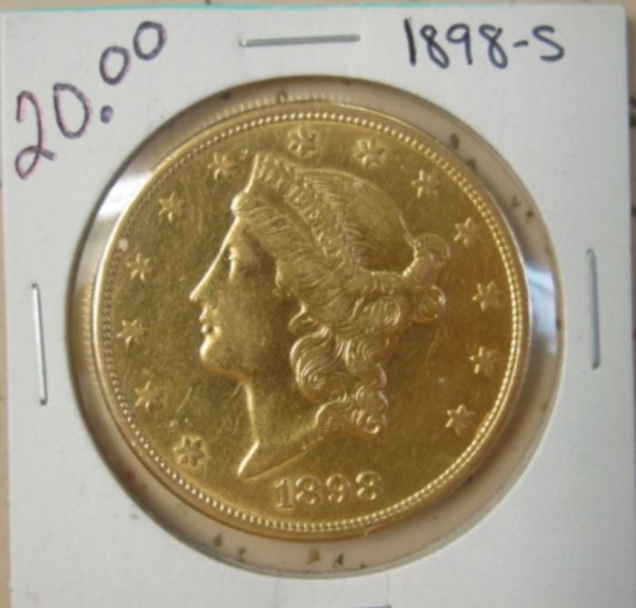 1898-S Gold $20.00 Coin