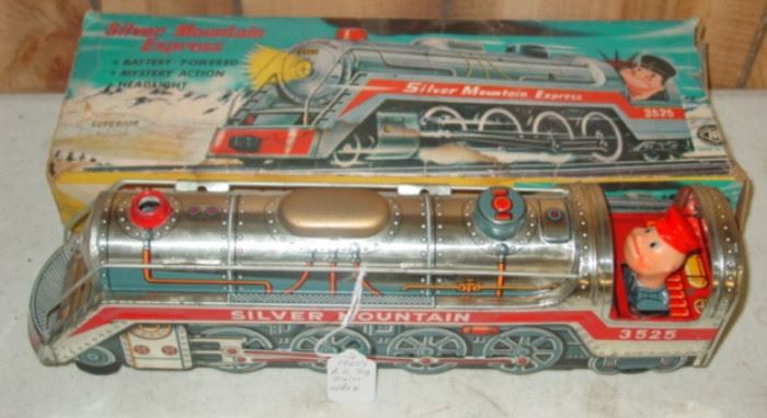 1960's Battery Operated Tin Toy Train w/Box