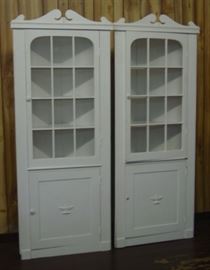 Pair Of Painted White Corner Cabinets