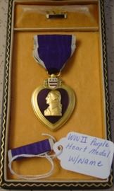 WWII Purple Heart Medal w/Name