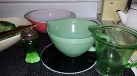Much Jadite, depression, Pyrex and kitchen collectibles