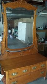 Oak lowboy dresser w/ mirror