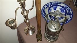 Sterling, silver plate and brass. Cool walking stick!!