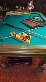 8' Olhausen pool table w/ balls and cues-very good condition!!