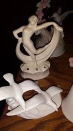 Art Deco nude lady flower frog