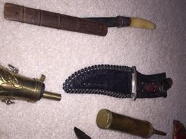 EARLY NATIVE AMERICAN DAGGERS, KNIVES, TOOLS AND WEAPONS