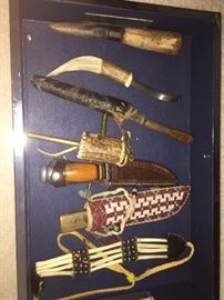 EARLY NATIVE AMERICAN DAGERS, KNIVES, TOOLS AND WEAPONS