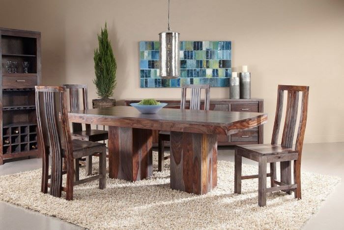 ZEBRANO DINING ROOM TABLE AND 6 CHAIRS