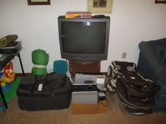 TELEVISION AND STROLLER