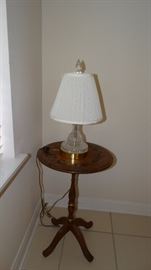 Tole painted Candle Stand with Waterford Lamp & Finial
