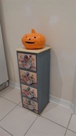 Contemporary Four Drawer Painted Flower Basket Catch-All