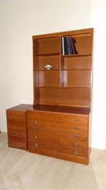 Ethan Allen Combination Section in Nutmeg Maple Finish. Two Drawer Oak Finish File Cabinet
